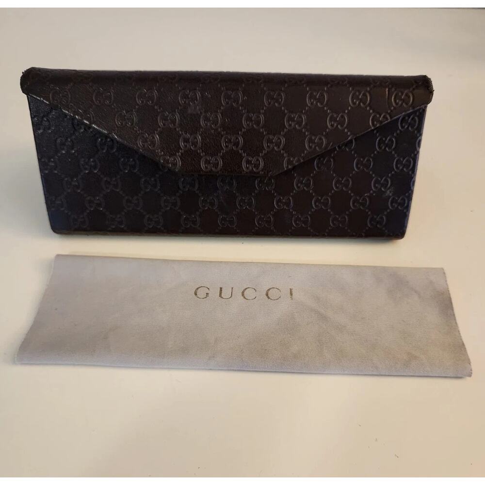 Gucci Collapsible Triangular Dark Brown Leather E… - image 2